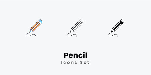 Pencil Icons thin line and glyph vector icon stock illustration