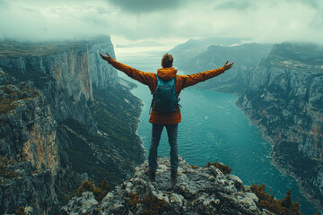 An individual conquering a personal fear and experiencing a newfound sense of freedom and confidence. Concept of overcoming challenges and personal growth.