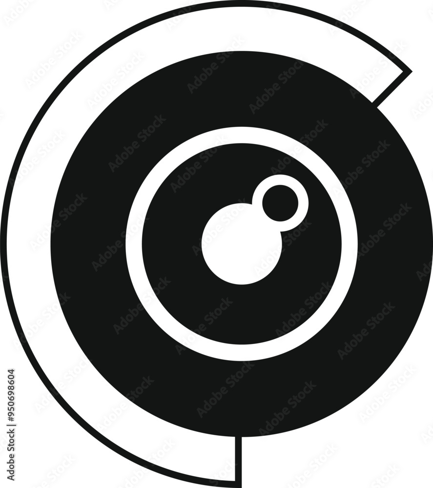 Poster simple black and white graphic showing a security camera, suitable for concepts such as surveillance