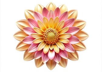 Fototapeta premium Vibrant blooming flower with delicate petals and golden center forms a creative circular shape, perfect for branding and logo design or natural elegance representations.