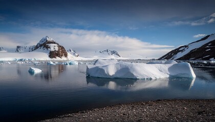 landscape with ice floe in bay