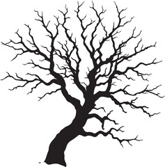 Fototapeta premium Dead Tree Silhouette, vector black color silhouette, isolated white background,