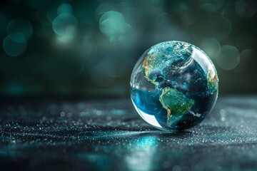 A Stunning Glass Globe Reflecting Earth’s Beauty Against a Dreamy Background