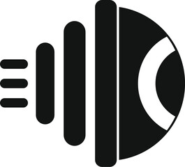 Black and white icon of an eye scanning a stream of data