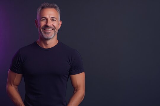 Athletic German Model with Purple-Edged Lighting - Powered by Adobe