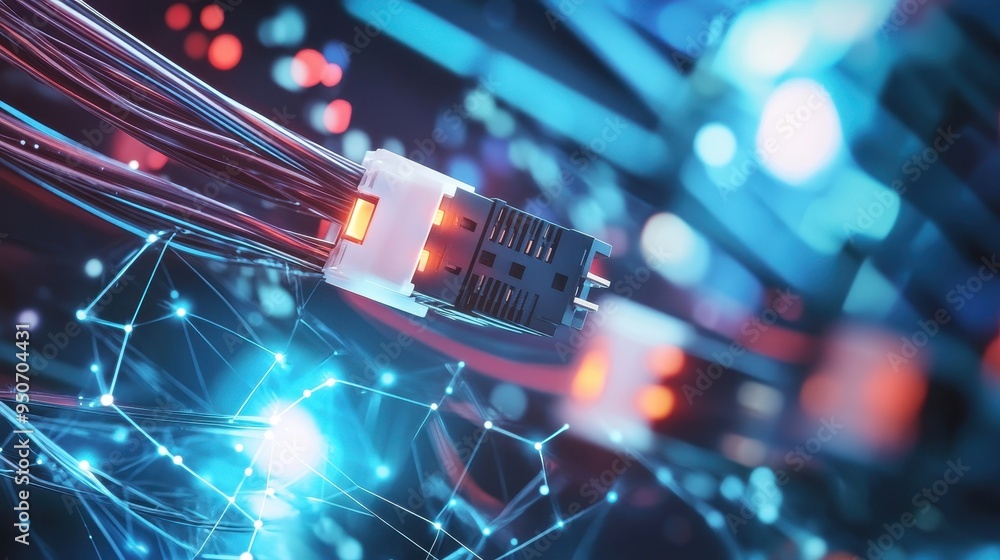 Poster futuristic networking and data transfer concept