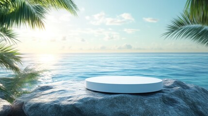 Obraz premium Natural Beauty of Coastal Platform with Calm Ocean Backdrop