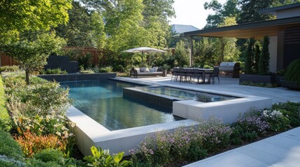 Modern Backyard Oasis with Pool and Patio