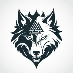 fenrir viking mythology wolf head with valknut symbol © zsschreiner