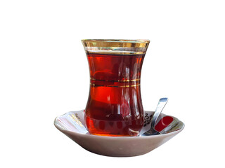 Turkish traditional tea cup PNG isolated on a transparent background