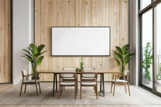 Modern office meeting room  png mockup, transparent design