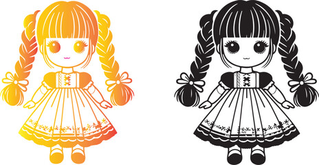 doll ret vector illustration silhouette images design 