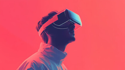 Man wearing vr virtual realty glasses futuristic technology. ai generated image. Futuristic. Illustration
