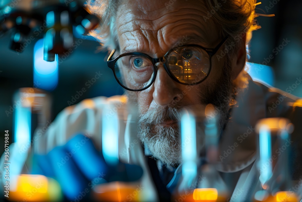 Aufkleber intense focus of a scientist in a laboratory setting