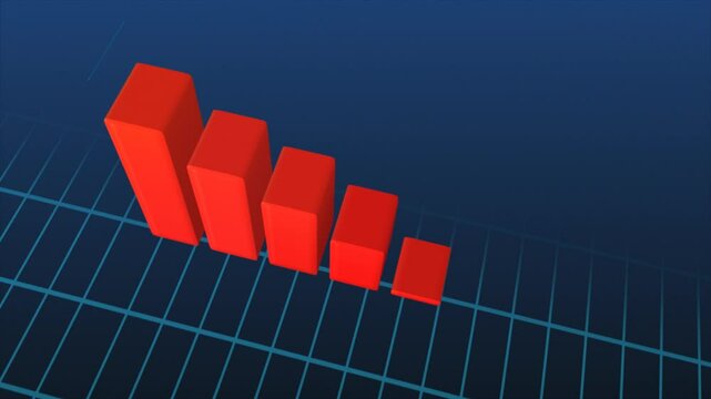 Bar chart with down market trend, arrow dive deep to the bottom, investments risk concept