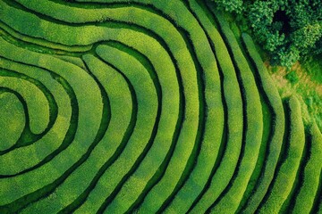 Fototapeta premium green tea fields in the mountains