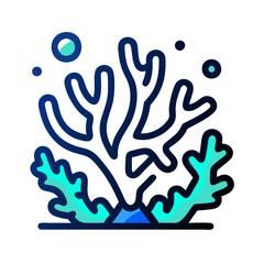 Obraz premium Blue coral reef ecosystem with diverse marine plants in minimalist style