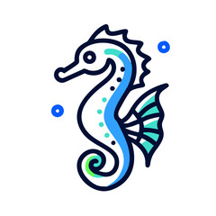 Fototapeta premium Graceful seahorse icon in minimalist blue and white design