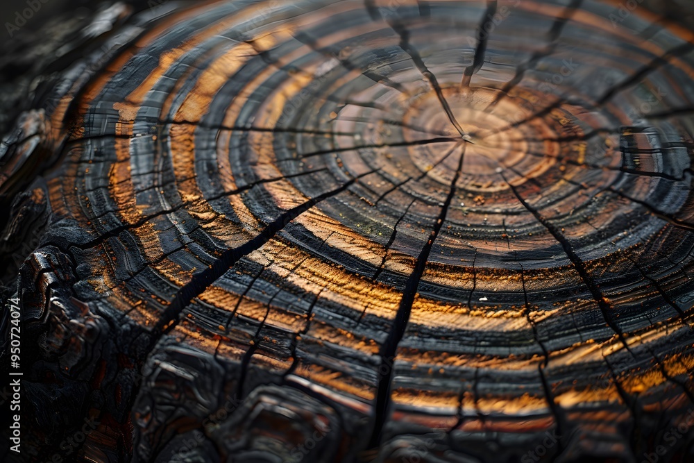 Aufkleber beautiful cross-section of a tree trunk showcasing natural patterns and textures