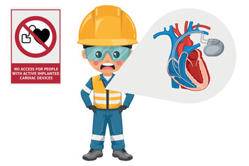 No access for people with active implanted cardiac devices. Interference to the operation of or damage to active implanted cardiac devices from equipment generating strong electromagnetic fields