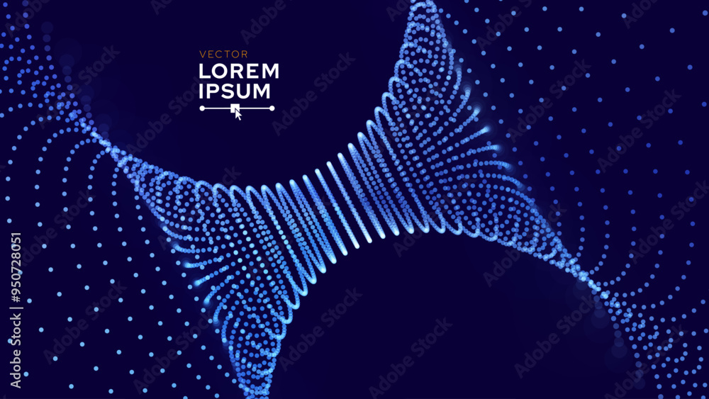 Poster Abstract Magnetic Field Visualization. Gravity. Gravitational Waves Concept. Physical Technology Futuristic Background. Science Tech Bg. Vector Illustration.