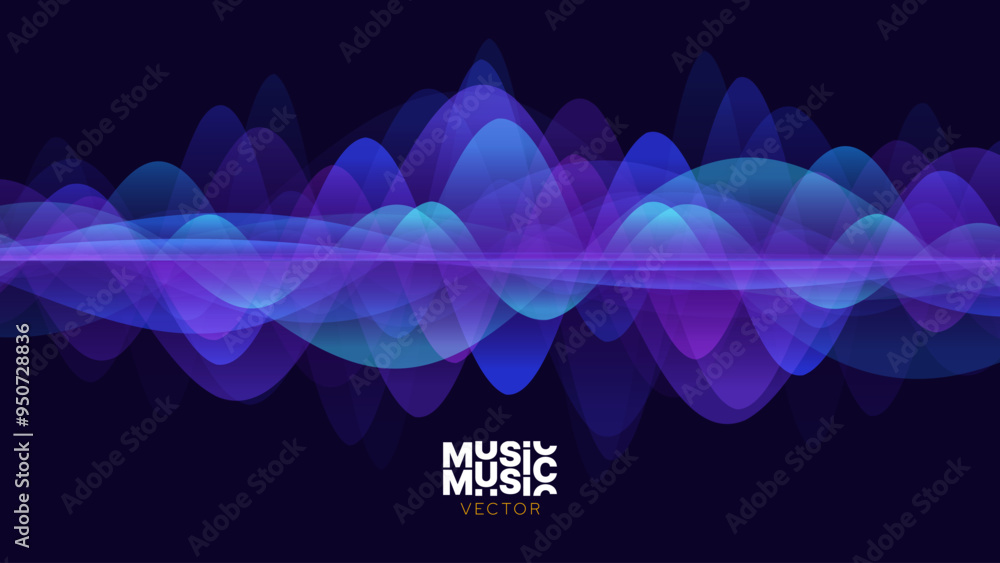 Aufkleber Smooth Flowing Dynamic Sound Wave Blue Technology Background. Abstract Digital EQ Equalizer. Artificial Intelligence AI Assistant Voice Recognition Sound Wave Vector Illustration.