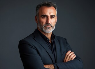 Fototapeta premium handsome senior businessman with arms crossed