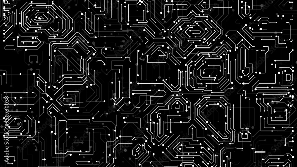 Fototapete Abstract Electronics Circuit Board. Hi Tech Circuit Board Technology Pattern. Vector Abstract Computer Chip Illustration.