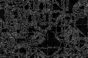 Abstract Electronics Circuit Board. Hi Tech Circuit Board Technology Pattern. Vector Abstract Computer Chip Illustration.