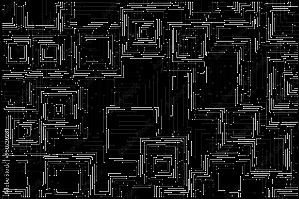 Fototapete Abstract Electronics Circuit Board. Hi Tech Circuit Board Technology Pattern. Vector Abstract Computer Chip Illustration.