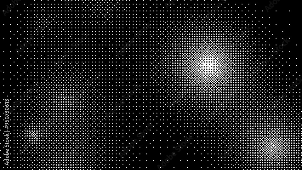 Aufkleber Pixelated Halftone Fade Gradient Background. Bitmap Dither Central Pattern Texture. Pixel Art Fade Pattern. Retro Video Game Screen Backdrop. Vector Illustration.