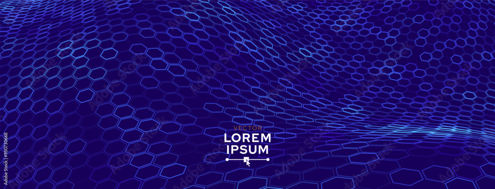 Aufkleber Blue Hexagon Pattern. Abstract Medical Chemical Tech Background. Hexagonal Pattern for Hi-Tech Science Design. Cyber Hexagon 3D Grid Sci-Fi Game Backdrop. Vector Illustration.