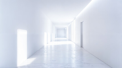 Fototapeta premium Empty white room interior hallway architecture space bright modern