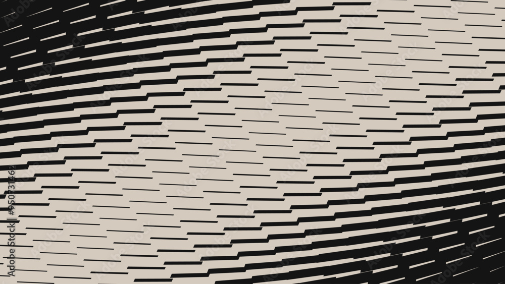 Poster Line Halftone Gradient Transition Effect Pattern. Vertical Straight Lines Background. Black and White Abstract Texture with Parallel Stripes Thick to Thin. Vector Illustration.