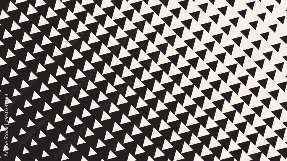 Poster Abstract Geometric Triangles Pattern. Hipster Fashion Design Print Triangle Pattern. Halftone Effect Background. Black and White Arrows Pointing Left and Right. Vector Illustration.