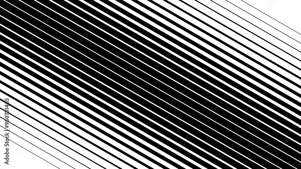 Fototapete Line Halftone Gradient Effect Pattern. Vertical Straight Lines Background. Black and White Abstract Texture with Parallel Stripes Thick to Thin. Vector Illustration.