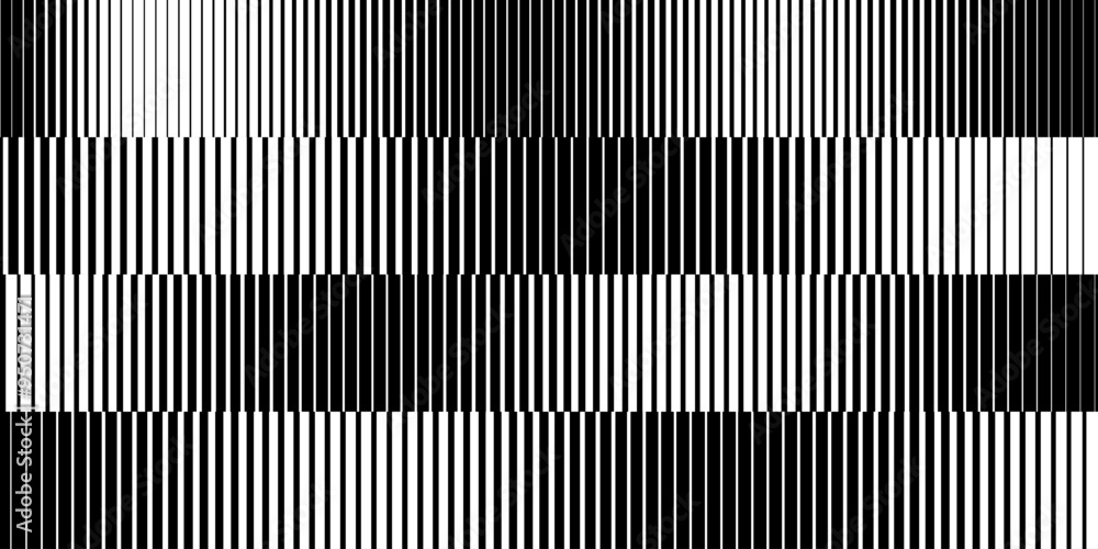 Poster Line Halftone Gradient Effect Pattern. Vertical Straight Lines Background. Black and White Abstract Texture with Parallel Stripes Thick to Thin. Vector Illustration.