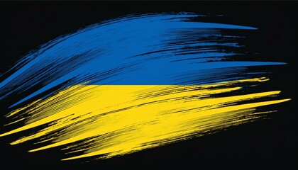 Ukraine flag in abstract brush stroke style