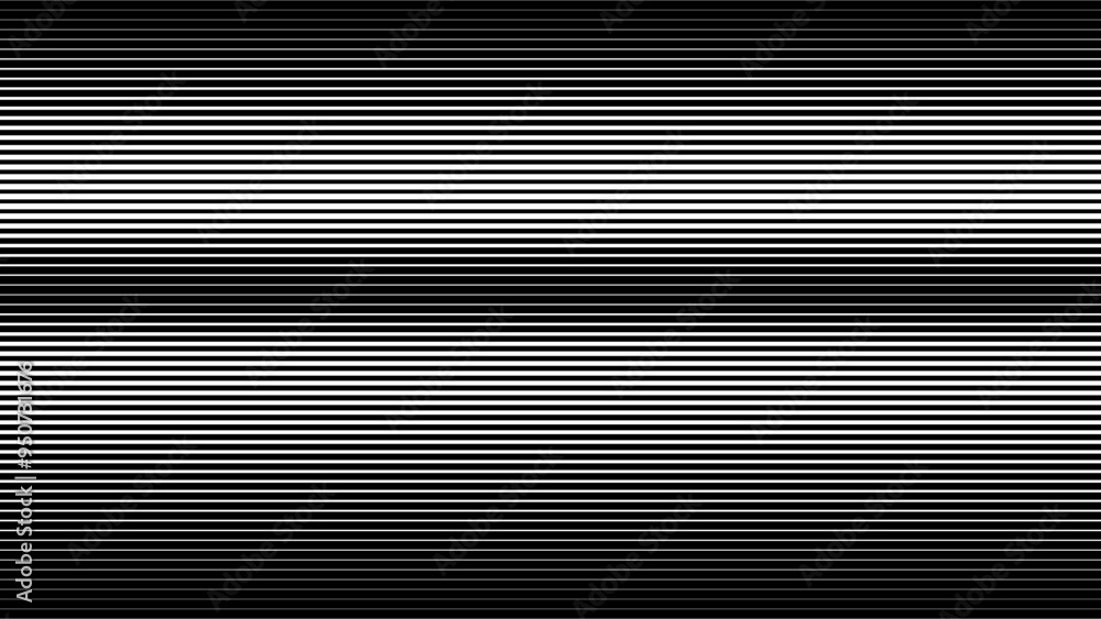 Poster Line Halftone Gradation Abstract Pattern. Straight Lines Smooth Gradient Fade Texture Background. Black and White Parallel Stripes Thick to Thin Transition Effect. Vector Illustration.