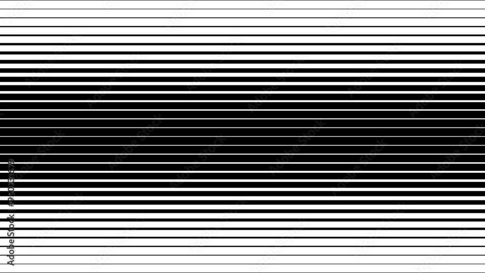 Poster Line Halftone Gradation Abstract Pattern. Straight Lines Smooth Gradient Fade Texture Background. Black and White Parallel Stripes Thick to Thin Transition Effect. Vector Illustration.