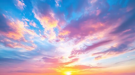 Obraz premium Captivating Sunset Sky with Colorful Clouds Reflecting Last Light of Day