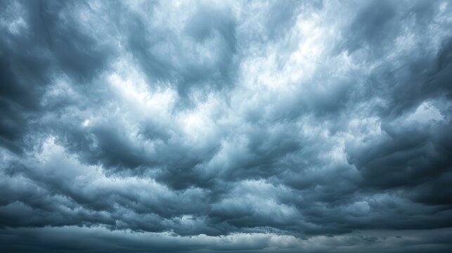 Moody Storm Atmosphere Creating Gray Thick Clouds Indicating An Approaching Stormy Sky