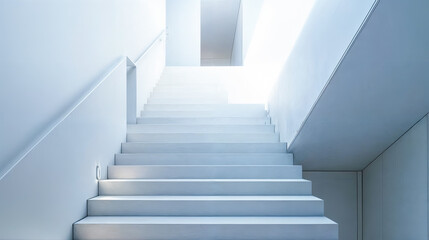 Minimalist white staircase interior architecture design modern home house building real estate new development