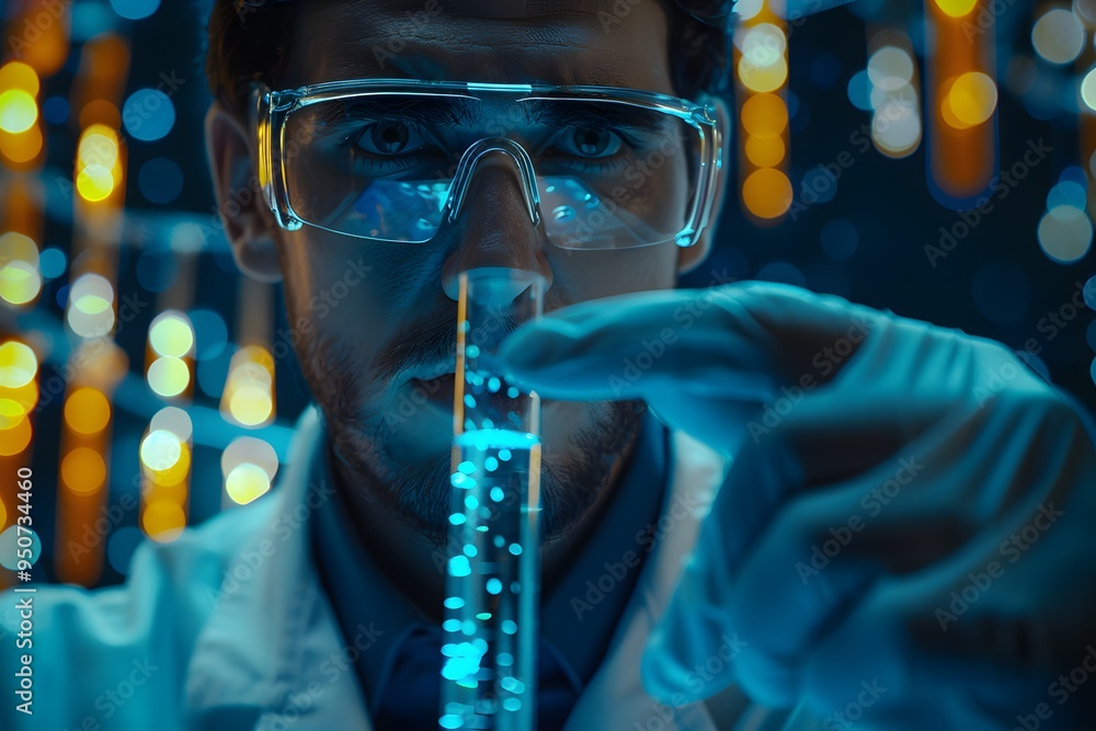 Aufkleber scientist analyzing a test tube in a colorful laboratory setting
