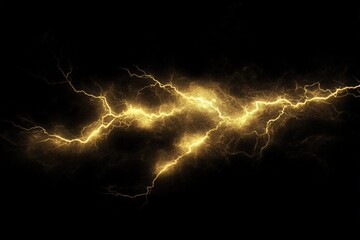 Fototapeta premium A yellow lightning bolt is shown in the dark, generative ai image
