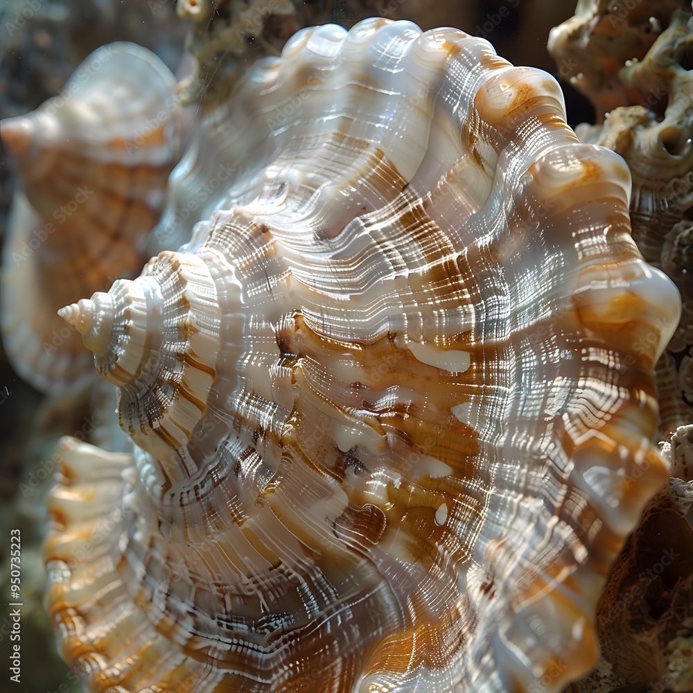 Poster stunning close-up of a beautiful seashell with intricate patterns and colors