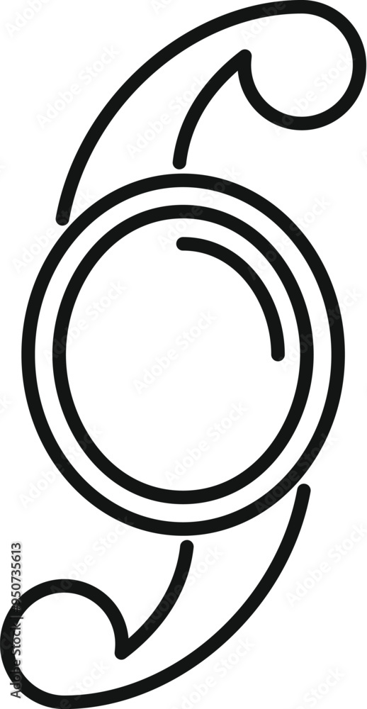 Poster phone handset receiver holding round mirror icon in outline style for web design isolated on white b