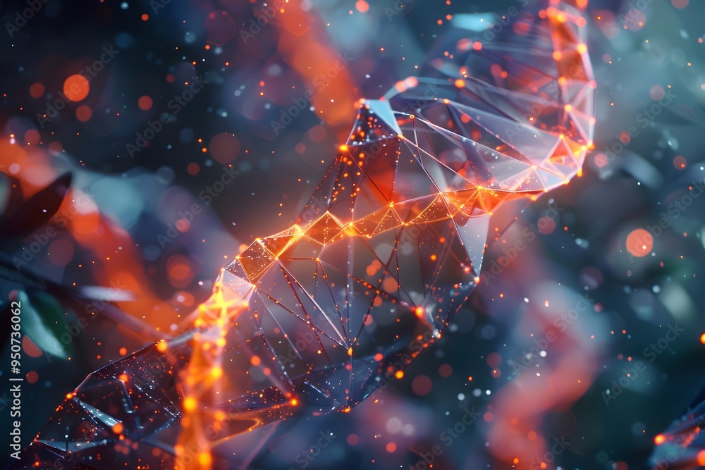Poster stunning visualization of dna helix with glowing elements and abstract background