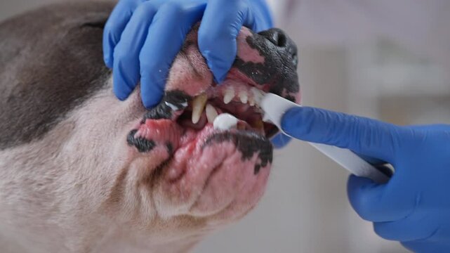 In this engaging video, a pet owner demonstrates dog dental hygiene, emphasizing tooth brushing techniques and the importance of regular vet checkups