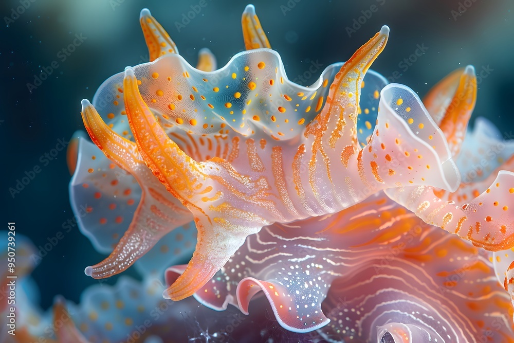 Poster stunning close-up of a colorful sea slug with intricate patterns and textures